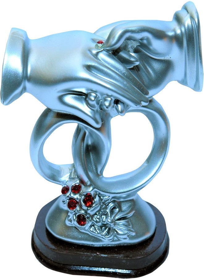 Sigaram Love Couple Ring Statue Polyresin Romantic Decorative Handicraft Figurine Gift Showpiece Used as Home Interior and Bedroom Décor in 10 cm Small Size Silver Colour Showpiece. - Image 1